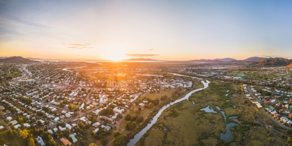 Pinkish Blue Sunrise Over Townsville, Queensland, Australia